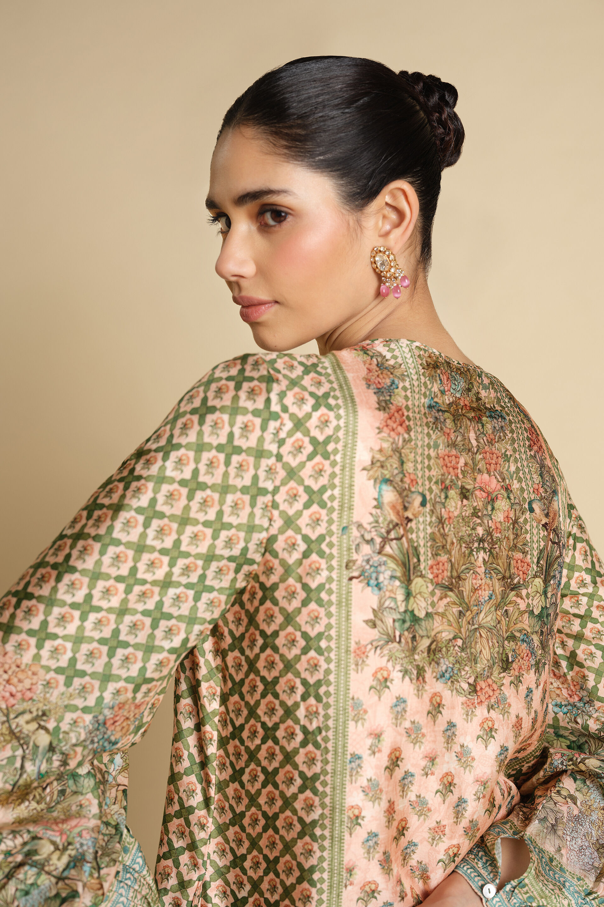 Rhiannon Gota Patti Silk Kaftan - Blush, Blush, image 5